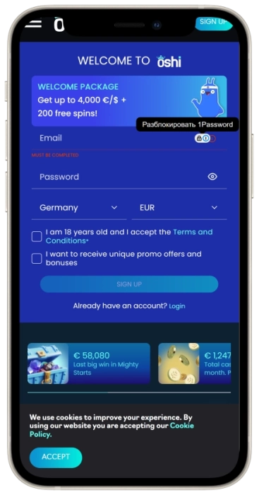 Oshi Casino Mobile App